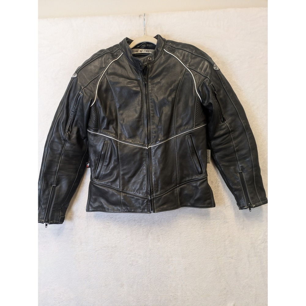 Joe Rocket Girl‎ Racing Womens Black Leather Motorcycle Jacket M